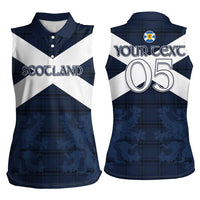 Custom Scotland Tartan Football Women Sleeveless Polo Shirt Flag Style - Wonder Print Shop