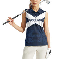 Custom Scotland Tartan Football Women Sleeveless Polo Shirt Flag Style - Wonder Print Shop