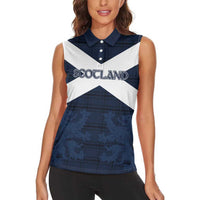 Custom Scotland Tartan Football Women Sleeveless Polo Shirt Flag Style - Wonder Print Shop