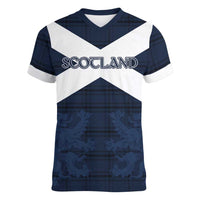 Custom Scotland Tartan Football Women V-Neck T-Shirt Flag Style - Wonder Print Shop