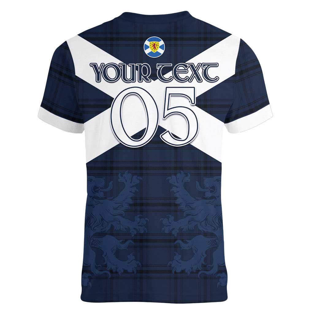 Custom Scotland Tartan Football Women V-Neck T-Shirt Flag Style - Wonder Print Shop