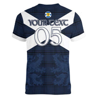 Custom Scotland Tartan Football Women V-Neck T-Shirt Flag Style - Wonder Print Shop