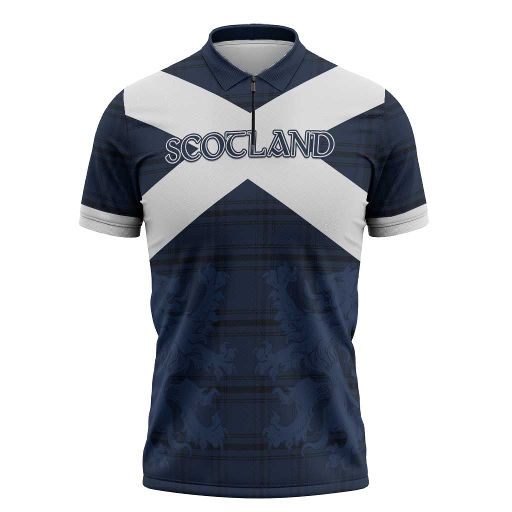 Custom Scotland Tartan Football Zipper Polo Shirt Flag Style - Wonder Print Shop
