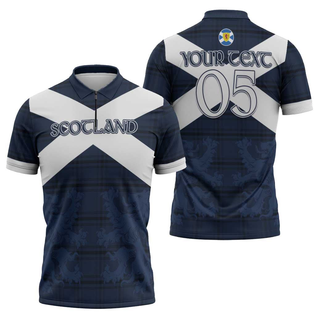 Custom Scotland Tartan Football Zipper Polo Shirt Flag Style - Wonder Print Shop
