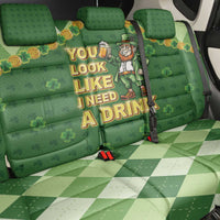 Happy St Patrick's Day Back Car Seat Cover Leprechaun With Beer