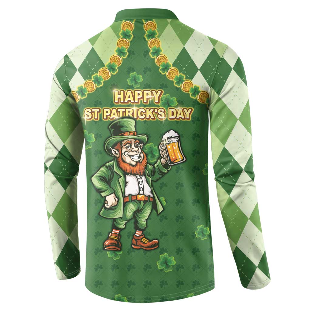 Happy St Patrick's Day Button Sweatshirt Leprechaun With Beer