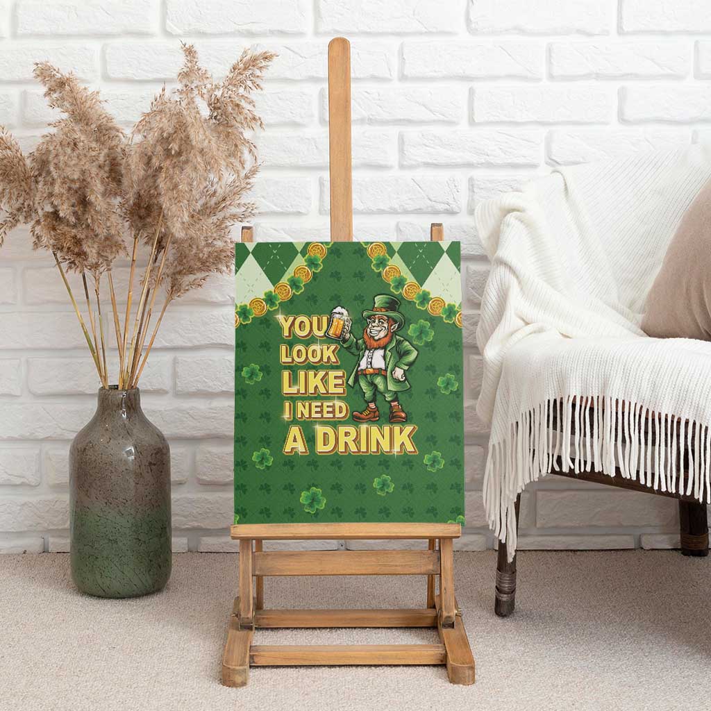 Happy St Patrick's Day Canvas Wall Art Leprechaun With Beer