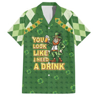 Happy St Patrick's Day Family Matching Off The Shoulder Long Sleeve Dress and Hawaiian Shirt Leprechaun With Beer