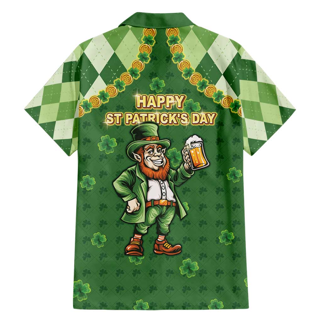 Happy St Patrick's Day Family Matching Short Sleeve Bodycon Dress and Hawaiian Shirt Leprechaun With Beer