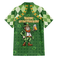 Happy St Patrick's Day Family Matching Short Sleeve Bodycon Dress and Hawaiian Shirt Leprechaun With Beer