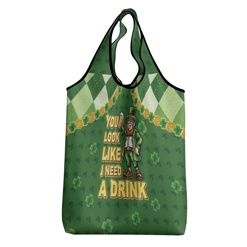 Happy St Patrick's Day Grocery Bag Leprechaun With Beer