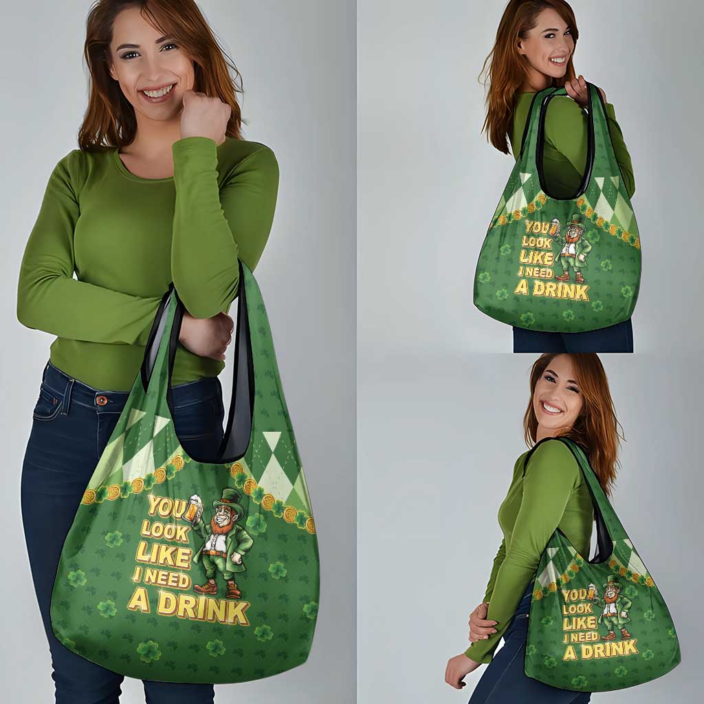 Happy St Patrick's Day Grocery Bag Leprechaun With Beer