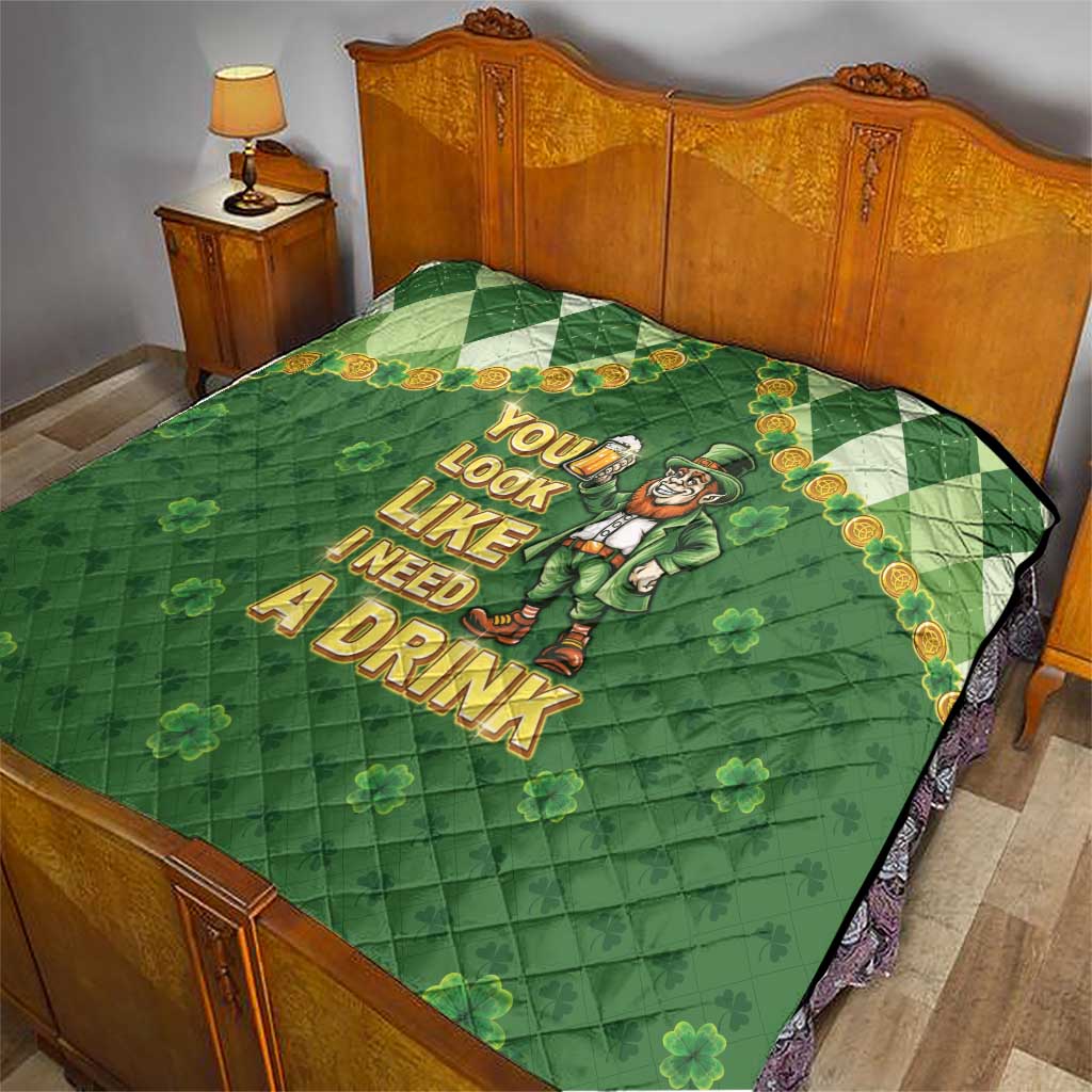 Happy St Patrick's Day Quilt Leprechaun With Beer