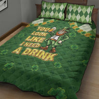 Happy St Patrick's Day Quilt Bed Set Leprechaun With Beer