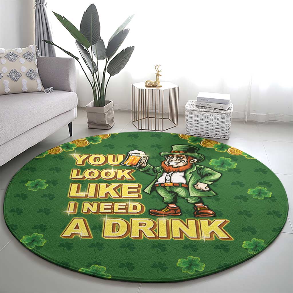 Happy St Patrick's Day Round Carpet Leprechaun With Beer