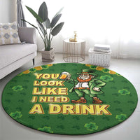 Happy St Patrick's Day Round Carpet Leprechaun With Beer