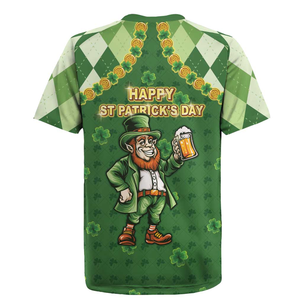 Happy St Patrick's Day Rugby Jersey Leprechaun With Beer