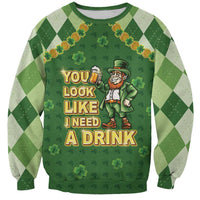 Happy St Patrick's Day Sweatshirt Leprechaun With Beer