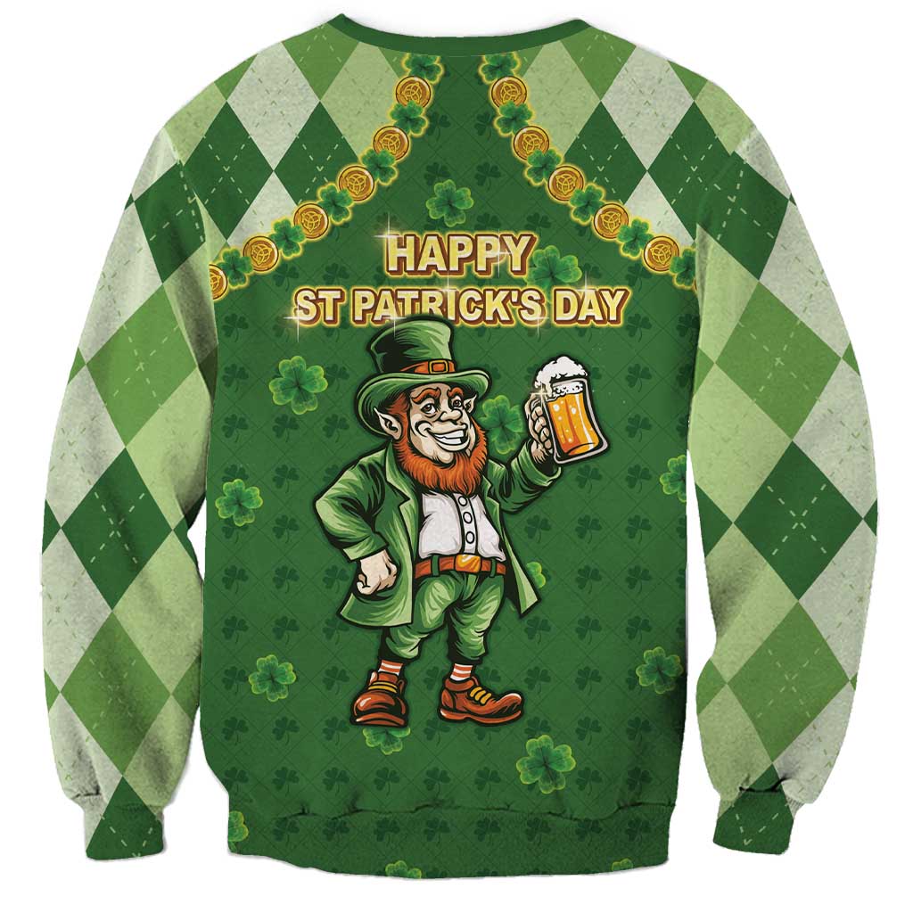 Happy St Patrick's Day Sweatshirt Leprechaun With Beer