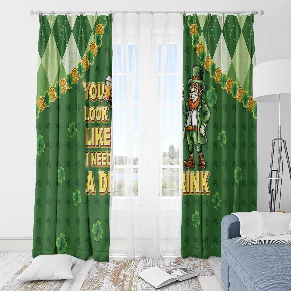 Happy St Patrick's Day Window Curtain Leprechaun With Beer