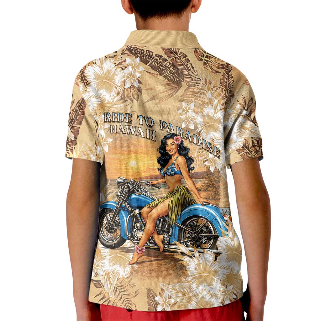 Aloha Hawaii Biker Kid Polo Shirt Ride To Paradise