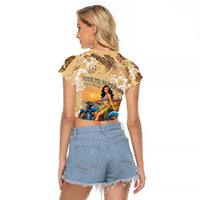 Aloha Hawaii Biker Raglan Cropped T Shirt Ride To Paradise