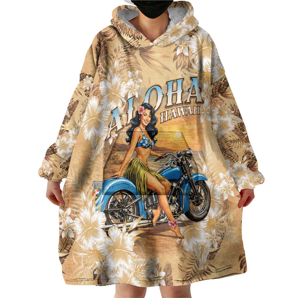 Aloha Hawaii Biker Wearable Blanket Hoodie Ride To Paradise