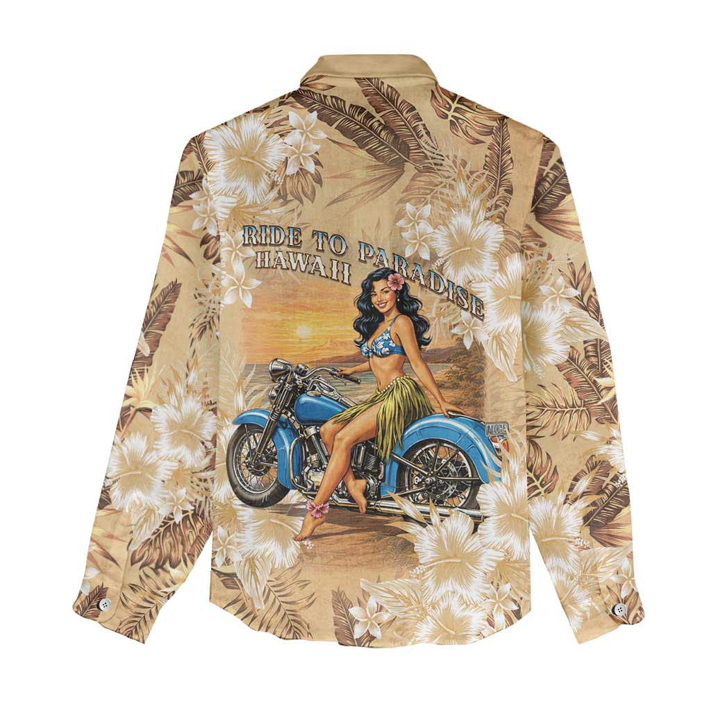 Aloha Hawaii Biker Women Casual Shirt Ride To Paradise