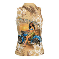 Aloha Hawaii Biker Women Sleeveless Polo Shirt Ride To Paradise