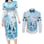 Kentucky Horse Racing Couples Matching Long Sleeve Bodycon Dress and Long Sleeve Button Shirt 151st Anniversary Blue Version LT05