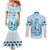 Kentucky Horse Racing Couples Matching Mermaid Dress and Long Sleeve Button Shirt 151st Anniversary Blue Version LT05