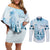 Kentucky Horse Racing Couples Matching Off Shoulder Short Dress and Long Sleeve Button Shirt 151st Anniversary Blue Version LT05