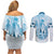Kentucky Horse Racing Couples Matching Off Shoulder Short Dress and Long Sleeve Button Shirt 151st Anniversary Blue Version LT05