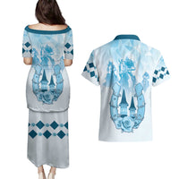 Kentucky Horse Racing Couples Matching Puletasi and Hawaiian Shirt 151st Anniversary Blue Version LT05