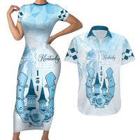 Kentucky Horse Racing Couples Matching Short Sleeve Bodycon Dress and Hawaiian Shirt 151st Anniversary Blue Version LT05