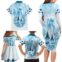Kentucky Horse Racing Family Matching Long Sleeve Bodycon Dress and Hawaiian Shirt 151st Anniversary Blue Version LT05