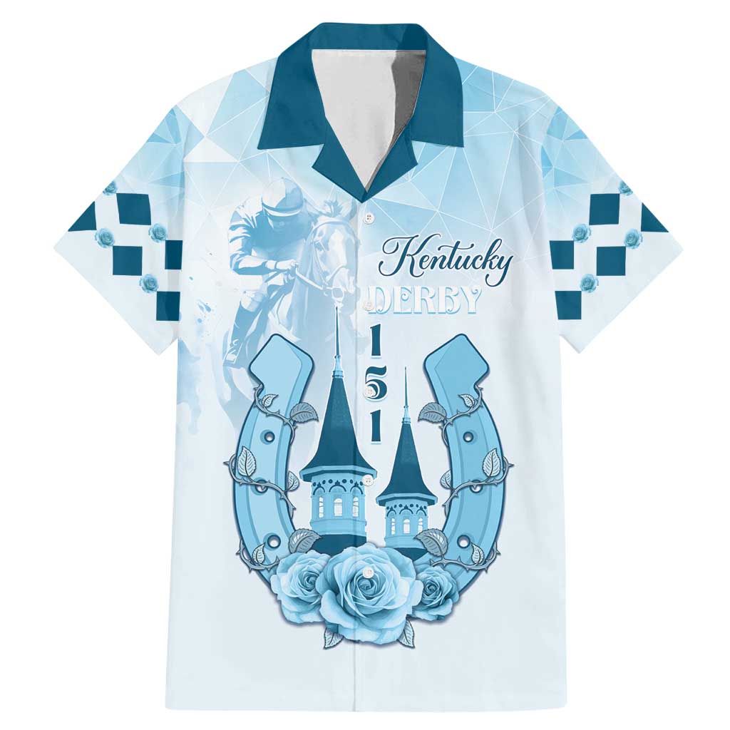Kentucky Horse Racing Family Matching Mermaid Dress and Hawaiian Shirt 151st Anniversary Blue Version LT05
