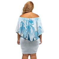 Kentucky Horse Racing Family Matching Off Shoulder Short Dress and Hawaiian Shirt 151st Anniversary Blue Version LT05