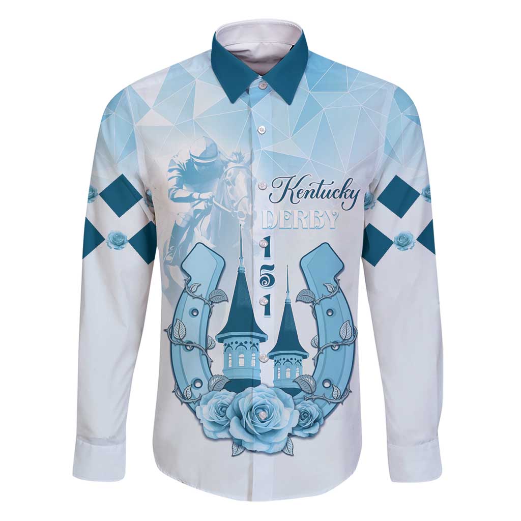 Kentucky Horse Racing Family Matching Puletasi and Hawaiian Shirt 151st Anniversary Blue Version LT05