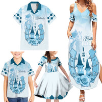 Kentucky Horse Racing Family Matching Summer Maxi Dress and Hawaiian Shirt 151st Anniversary Blue Version LT05