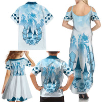 Kentucky Horse Racing Family Matching Summer Maxi Dress and Hawaiian Shirt 151st Anniversary Blue Version LT05