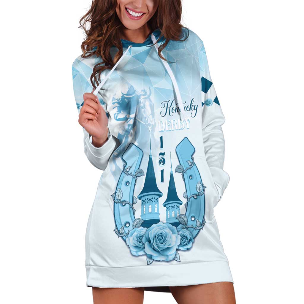 Kentucky Horse Racing Hoodie Dress 151st Anniversary Blue Version LT05