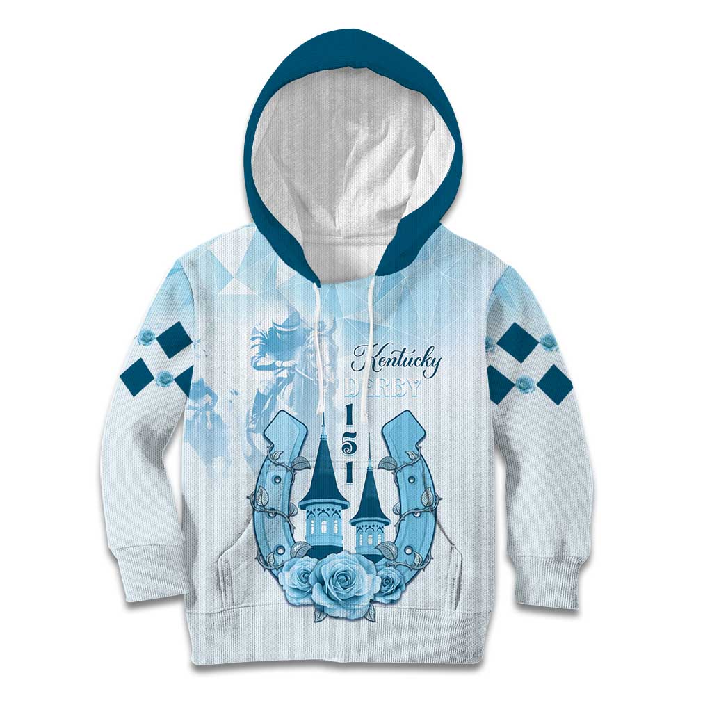 Kentucky Horse Racing Kid Hoodie 151st Anniversary Blue Version LT05