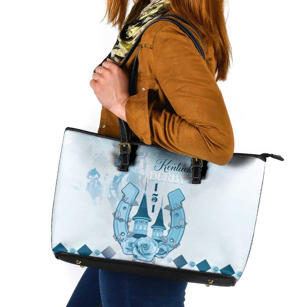 Kentucky Horse Racing Leather Tote Bag 151st Anniversary Blue Version LT05