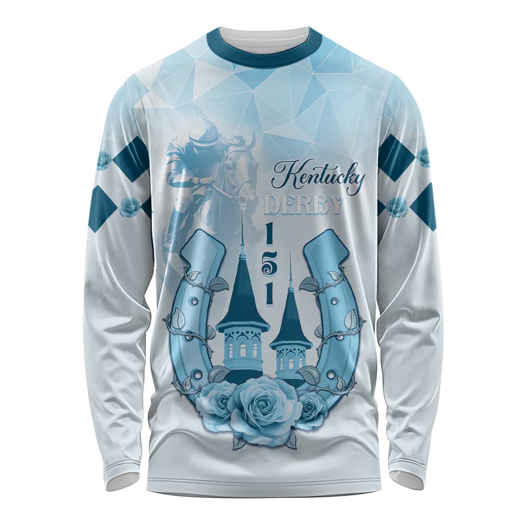 Kentucky Horse Racing Long Sleeve Shirt 151st Anniversary Blue Version LT05
