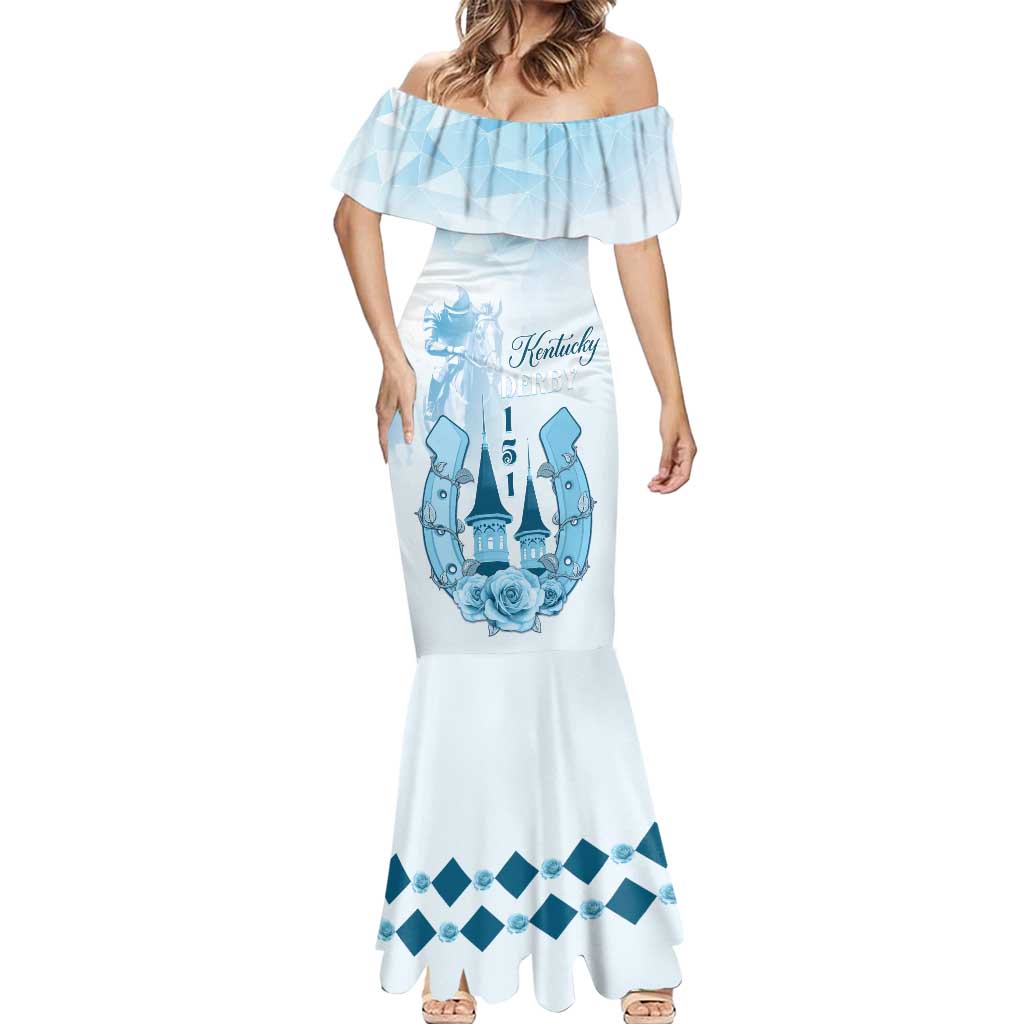 Kentucky Horse Racing Mermaid Dress 151st Anniversary Blue Version LT05