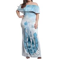 Kentucky Horse Racing Off Shoulder Maxi Dress 151st Anniversary Blue Version LT05