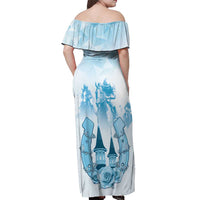 Kentucky Horse Racing Off Shoulder Maxi Dress 151st Anniversary Blue Version LT05