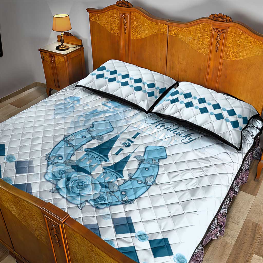 Kentucky Horse Racing Quilt Bed Set 151st Anniversary Blue Version LT05