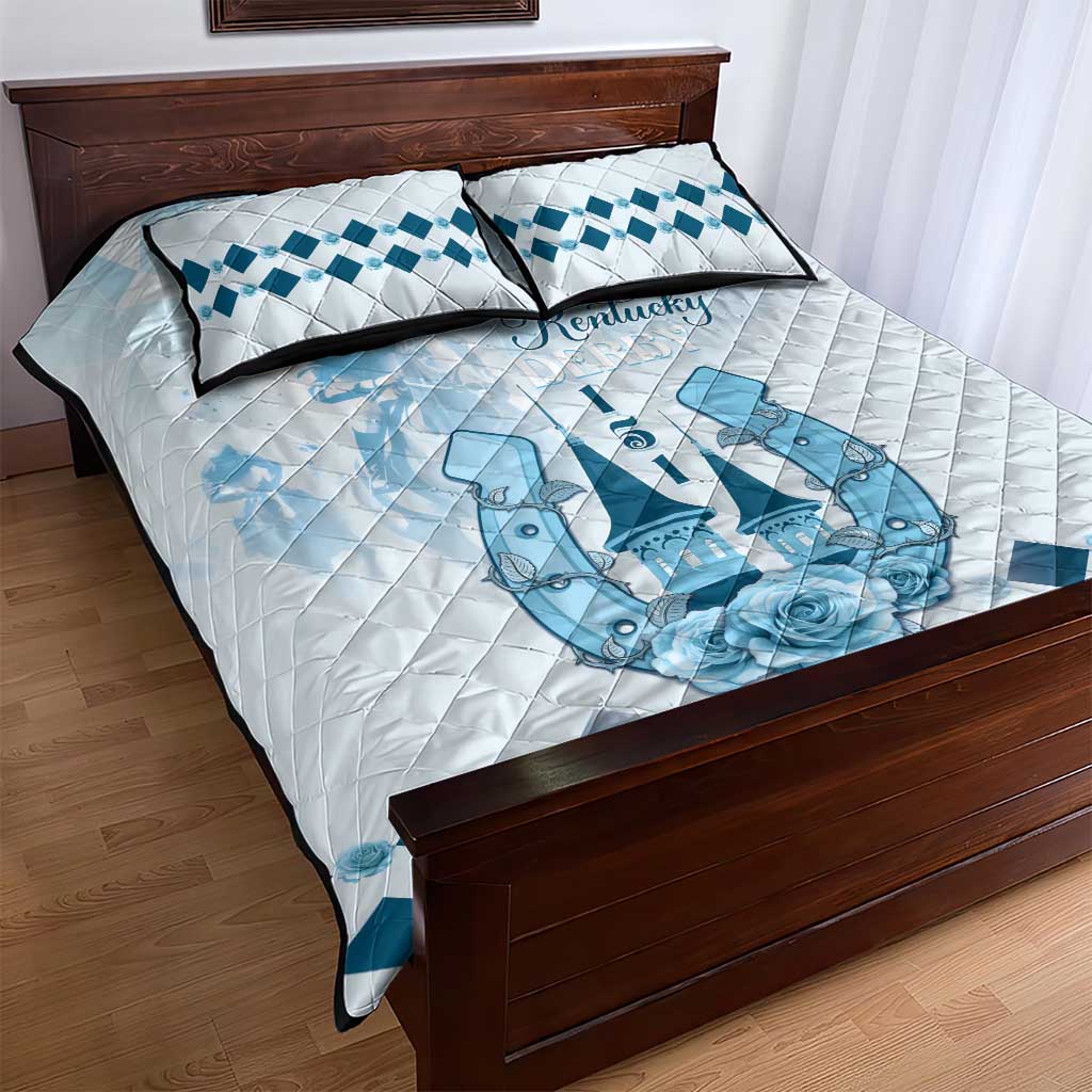 Kentucky Horse Racing Quilt Bed Set 151st Anniversary Blue Version LT05